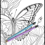 Butterflies and Flowers 8 Stress relief coloring pages
